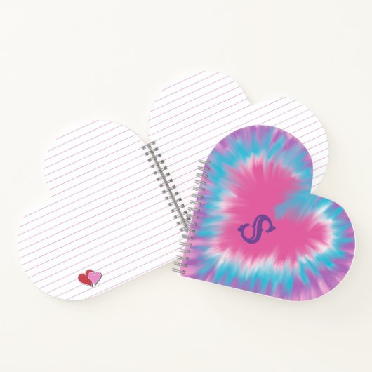 Monogram Roze stropdas-kleurstof hart Spiraalvormi Notitieboek (Binnen)