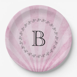 Monogram Roze Sunray Shabby Textuur Papieren Bordje