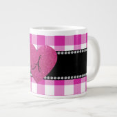 MONOGRAM Roze tandham patroonhart Grote Koffiekop (Voorkant rechts)