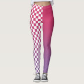 Monogram Roze tot Paarse Gradiënt Geruit Patroon Leggings (Voorkant)