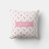 Monogram Roze Tropisch Flamingo patroon op Wit Kussen (Voorkant)