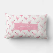 Monogram Roze Tropisch Flamingo patroon op Wit Kussen (Voorkant)