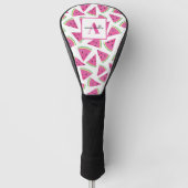 Monogram roze tropisch watermeloen patroon golfheadcover (Voorkant)