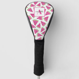 Monogram roze tropisch watermeloen patroon golfheadcover