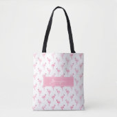 Monogram Roze Tropische Flamingo Zomer Patroon Tote Bag (Voorkant)