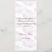 monogram roze trouwmenu menu (Achterkant)