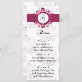 monogram roze trouwmenu menu (Voorkant / Achterkant)