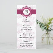 monogram roze trouwmenu menu (Staand voorkant)