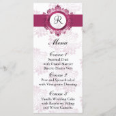 monogram roze trouwmenu menu (Voorkant)