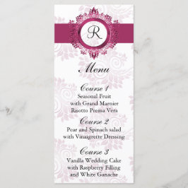 monogram roze trouwmenu menu