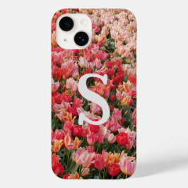 Monogram roze Tulip Flower iPhone Case