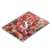 Monogram Roze Tulp Bloem iPhone Hoesje Notitieboek (Linkerzijde)