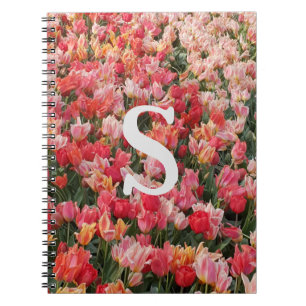 Monogram Roze Tulp Bloem iPhone Hoesje Notitieboek