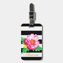 Monogram roze ventilator zwart-wit Bagagelabel