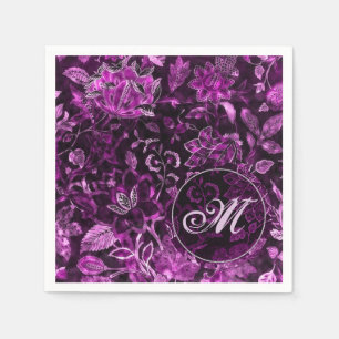 Monogram Roze Vintage Bloemen Servetten