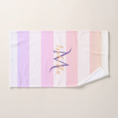 Monogram roze violetstrepen bad handdoek (Handdoek)
