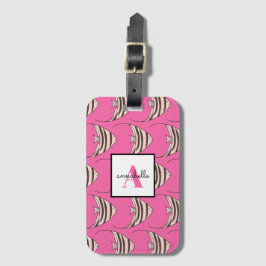 Monogram Roze Vis Patroon Bagagelabel