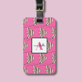 Monogram Roze Vis Patroon Bagagelabel
