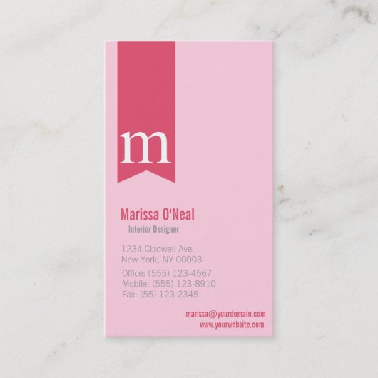 Monogram Roze Visitekaartje (Voorkant)