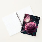 Monogram roze vlinder notitieboek (Binnen)