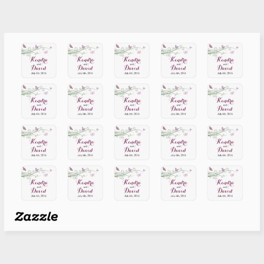 Monogram roze vlinder Sticker (Vel)