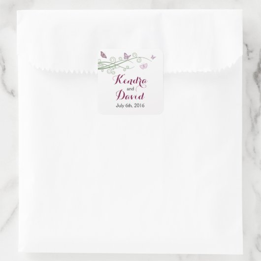 Monogram roze vlinder Sticker (Tas)