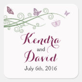 Monogram roze vlinder Sticker (Voorkant)