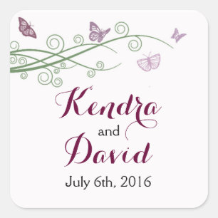 Monogram roze vlinder Sticker