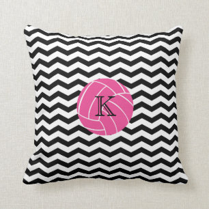 Monogram Roze Volleybal Chevron Print Pillow Kussen