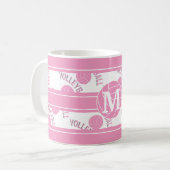Monogram roze volleybal koffiemok (Voorkant links)