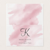 Monogram roze voor haar Waterverf Wash gevouwen te Visitekaartje (Buitenkant ongevouwen)