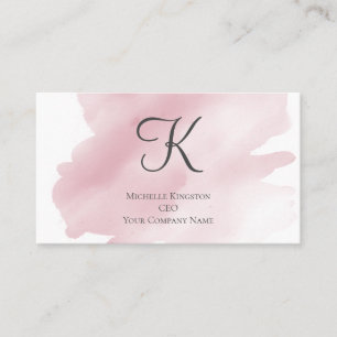 Monogram Roze Vrouwelijke Waterverf Was Splashed Visitekaartje