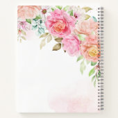 Monogram roze Waterverf Floral Girly op persoonlij Notitieboek (Achterkant)