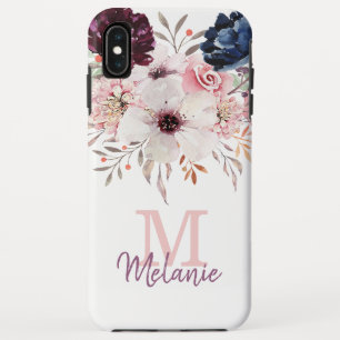 Monogram roze Waterverf Floral iPhone XS Max Hoesj Case-Mate iPhone Case