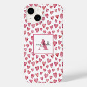 Monogram roze Waterverf Hartpatroon Case-Mate iPhone Case (Achterkant)