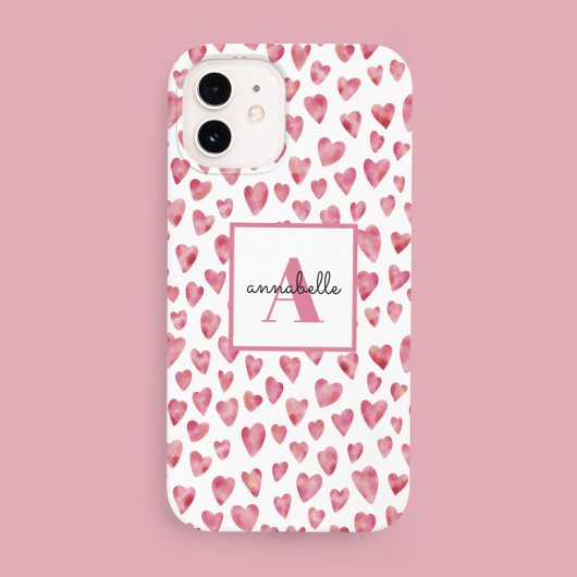 Monogram roze Waterverf Hartpatroon Case-Mate iPhone Case