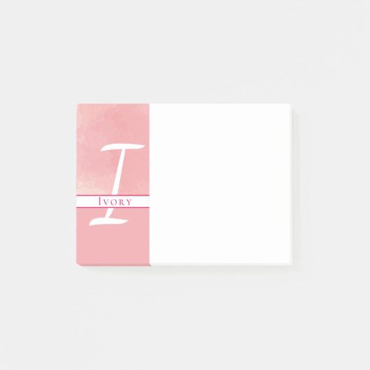 Monogram roze Waterverf Post-it notities Post-it® Notes (Voorkant)