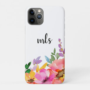 Monogram Roze Waterverf Trendy Floral Case-Mate iPhone Case
