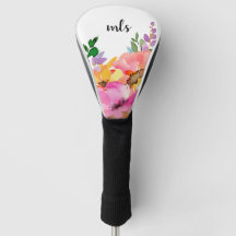 Monogram Roze Waterverf Trendy Floral Golf