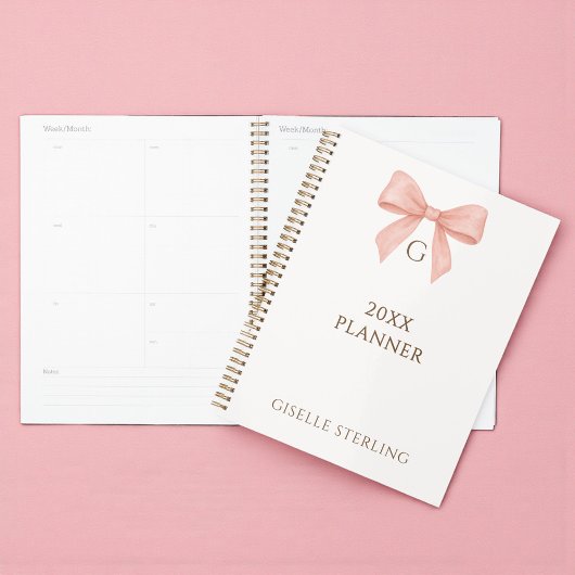 Monogram Roze Waterverfboog Planner