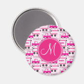 Monogram roze wieltjes voor vrachtwagens Wagons Magneet (Voorkant / Achterkant)