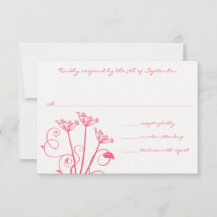Monogram Roze Wilde Vloer Weddenschap RSVP Kaartje