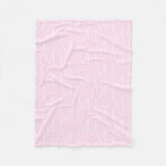 Monogram roze wit aangepast initiaal letter patroo fleece deken (Voorkant)