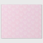 Monogram roze wit aangepast initiaal nummerpatroon cadeaupapier (Vlak)