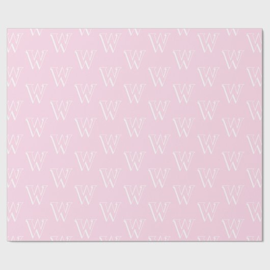 Monogram roze wit aangepast initiaal nummerpatroon cadeaupapier (Vlak)
