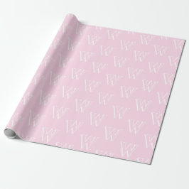 Monogram roze wit aangepast initiaal nummerpatroon cadeaupapier
