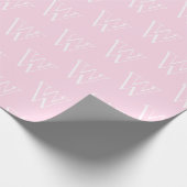 Monogram roze wit aangepast initiaal nummerpatroon cadeaupapier (Hoek)