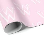 Monogram roze wit aangepast initiaal nummerpatroon cadeaupapier (Rol Hoek)