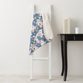 Monogram Roze Wit Donkerblauw Bloem Bloemen Sherpa Deken (In situ)