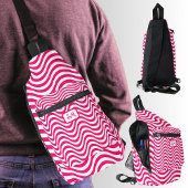 Monogram roze wit golvende strepen psychedelisch sling bag